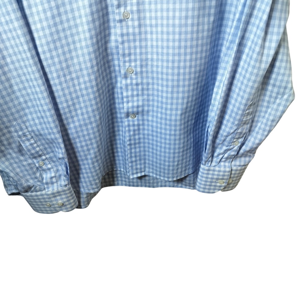 Balmain Paris Mens 2XL Blue White Gingham Check Long Sleeve Button Down Shirt - Picture 6 of 13